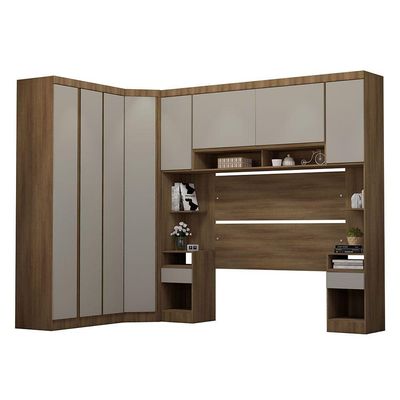 Guarda Roupa Casal Modulado De Canto 8 Portas E 4 Gavetas Avelã Pf-arenas Pf