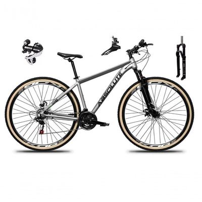 Bicicleta Aro 29 Absolute Nero 5 Câmbio Shimano 24v Acera K7 Freio A Disco Garfo  Cinza 13.8