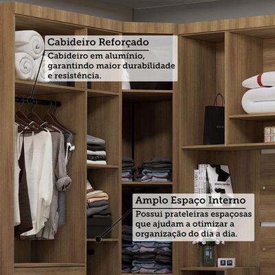 Guarda Roupa Casal Modulado De Canto 8 Portas E 4 Gavetas Avelã Pf-arenas Pf