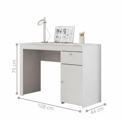Escrivaninha Para Quarto Com 1 Porta E 1 Gaveta Lateral Branco