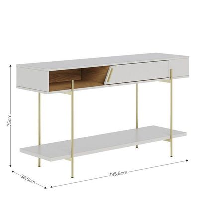 Cristaleira Jurerê E Aparador Para Sala Sena Off White Matte Freijó - Colibri
