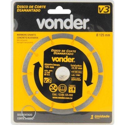 Disco De Corte Diamantado 125mm Segmentado V3 - Vonder