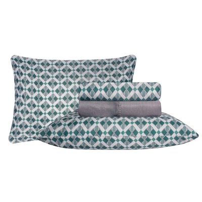 Jogo De Cama Duplo Queen 4 Peças 140 Fios 250x240cm Cael Realce Premium - Sultan
