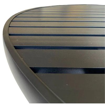 Mesa 1,00m Ripado Alumínio + 4 Cadeiras Praia Tela Sling área Externa Piscina Jardim Preto