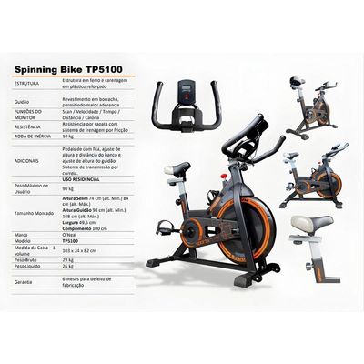 Bicicleta Ergométrica Spnning Mecânica Inércia 10kg Oneal