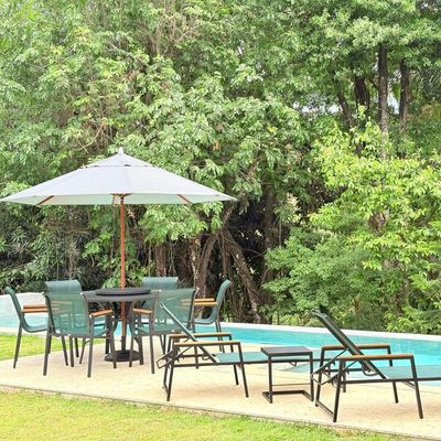 Kit Moveis Piscina Jogo De Mesa Espreguiçadeira Resistente Verde Tendência 2026 Nossa Kasa