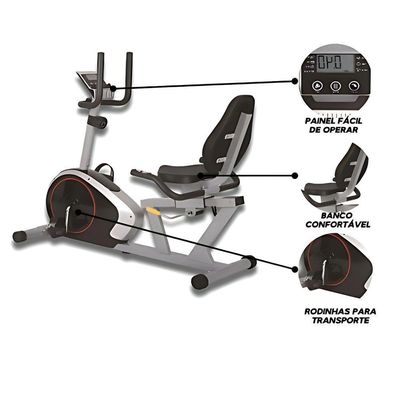 Bicicleta Ergométrica Horizontal Magnética Flywheel 5kg
