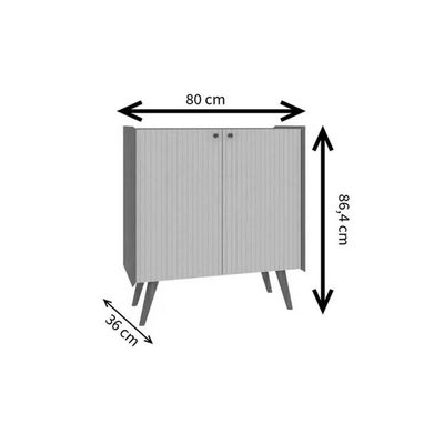 Buffet De Sala Jantar Vértice C- 2 Portas Frisadas Cinamomo-off White - Genialflex