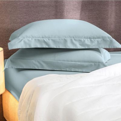 Lençol Com Elástico Solteiro King Altenburg Algodão Lux 200 Fios Azul Etienne