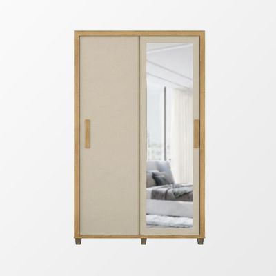 Guarda Roupa Suecia 2 Portas 2 Gavetas Com Espelho Cabideiro Organizador Quarto - Cinamomo/off-white
