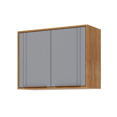 Armário Aéreo Cozinha Modulado áurea C/ 2 Portas 80cm Cinamomo/platina - Mgm