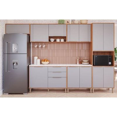 Armário Aéreo Cozinha Modulado áurea C/ 2 Portas 80cm Cinamomo/platina - Mgm