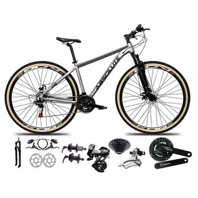 Bicicleta Aro 29 Absolute Nero 5 Câmbios Shimano Altus 24v Freio Hidráulico Garfo Com Trava Cinza 21