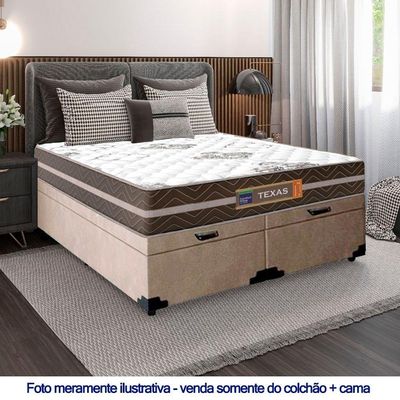 Cama Box Baú Casal Bipartido Suede + Colchão Molas Ensacadas Texas Prime Colchões 138cm