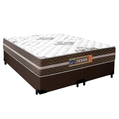 Cama Box Casal Bipartido Suede + Colchão Molas Ensacadas Texas Prime Colchões 138cm