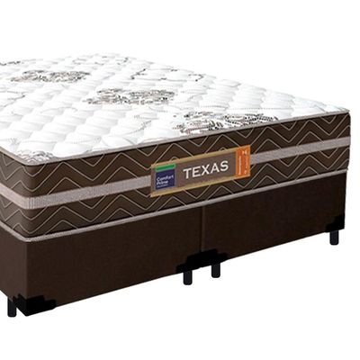 Cama Box Casal Bipartido Suede + Colchão Molas Ensacadas Texas Prime Colchões 138cm