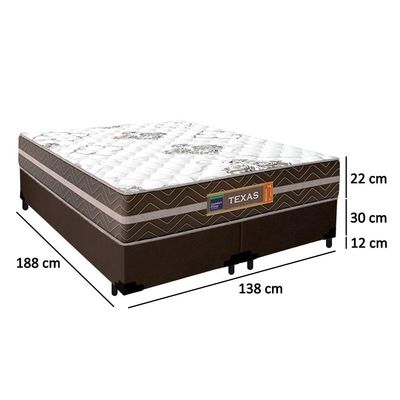 Cama Box Casal Bipartido Suede + Colchão Molas Ensacadas Texas Prime Colchões 138cm