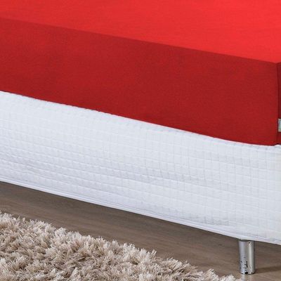 Lençol Com Elástico Solteiro Nobre 1 Peça 30cm De Altura Malha 100% Algodão - Vermelho