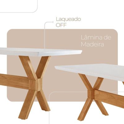 Sala De Jantar Mesa Startampo Laqueado E 6 Cadeiras Moderna Star Caramelo/laq Off/cinam. Imbuia