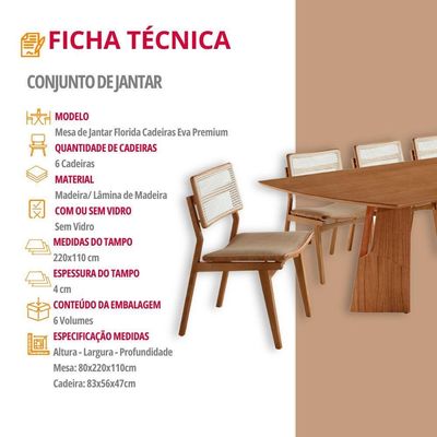 Sala De Jantar Mesa Florida Tampo Laminado Barril 8 Cadeiras Turim/imbuia Nat/cinam. Imbuia