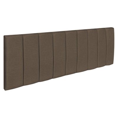 Kit Cabeceira Painel E Calçadeira Recamier Baú King 1,95m Holanda Linho Marrom - Pallazio