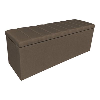 Kit Cabeceira Painel E Calçadeira Recamier Baú King 1,95m Holanda Linho Marrom - Pallazio