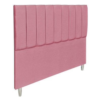 Kit Cabeceira E Calçadeira Recamier Baú Casal 1,40m Holanda Suede Rosa - Pallazio