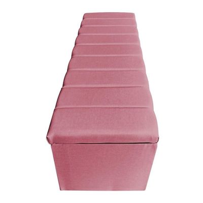 Kit Cabeceira E Calçadeira Recamier Baú Casal 1,40m Holanda Suede Rosa - Pallazio