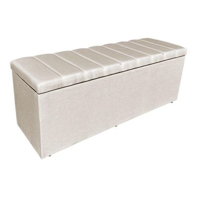 Kit Cabeceira Painel E Calçadeira Recamier Baú King 1,95m Holanda Suede Bege - Pallazio