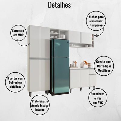 Cozinha Modulada Completa 4 Peças Vanessa Branco Ajl