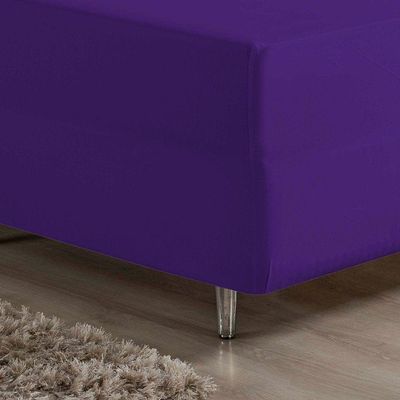 Lençol Com Elástico Solteiro Nobre 1 Peça Luva De Box 55cm De Altura Malha 100% Algodão - Roxo