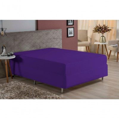 Lençol Com Elástico Solteiro Nobre 1 Peça Luva De Box 55cm De Altura Malha 100% Algodão - Roxo