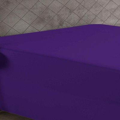 Lençol Com Elástico Solteiro Nobre 1 Peça Luva De Box 55cm De Altura Malha 100% Algodão - Roxo