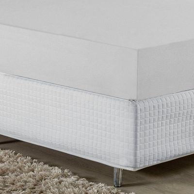 Lençol Com Elástico Queen Nobre 1 Peça 30cm De Altura Malha 100% Algodão - Branco