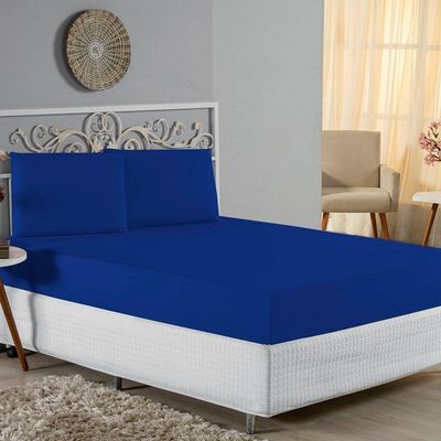 Jogo De Cama Casal Nobre 3 Peças Lençol Com Elástico De 30cm De Altura Malha 100% Algodão - Royal