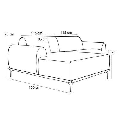 Sofá 230cm 4 Lugares Com Chaise Esquerdo Veludo Marinho