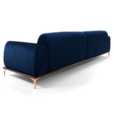 Sofá 245cm 4 Lugares Com Chaise B-304 Veludo Azul Marinho