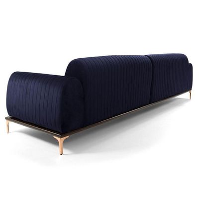 Sofá 230cm 4 Lugares Com Chaise Esquerdo Veludo Marinho