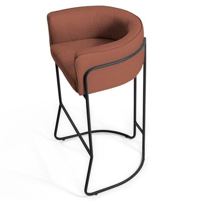 Banqueta Base Aço Preto Betina B-235 Linho Laranja - Domi