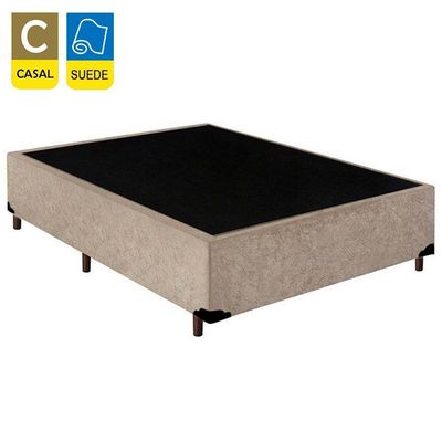 Cama Box Casal Suede Mega Cama Bege 138x188x42cm