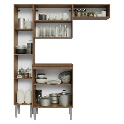 Armário De Cozinha Compacta 156 Cm Rustic Emilly Madesa 03 Rustic