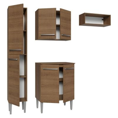 Armário De Cozinha Compacta 156 Cm Rustic Emilly Madesa 03 Rustic