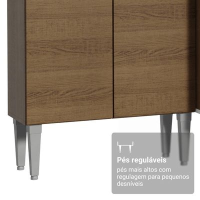 Armário De Cozinha Compacta 156 Cm Rustic Emilly Madesa 03 Rustic