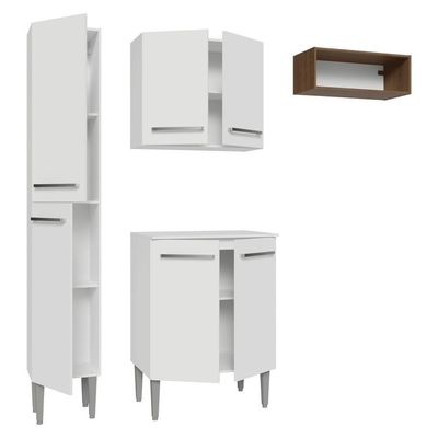 Armário De Cozinha Compacta 156 Cm Emilly Madesa 03 Branco/rustic