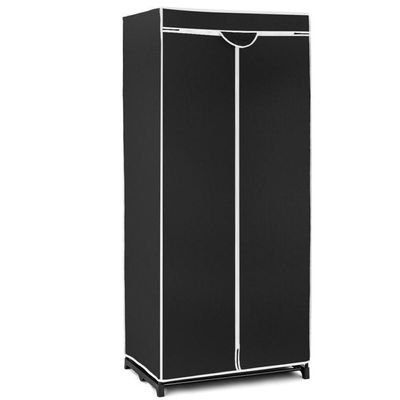 Armário Camping Portátil Preto Guarda-roupa Multifuncional Com Arara E Cabideiro