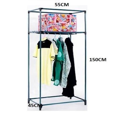 Armário Camping Portátil Preto Guarda-roupa Multifuncional Com Arara E Cabideiro