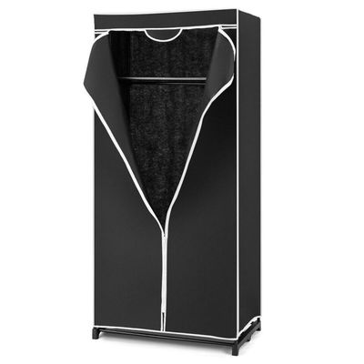 Armário Camping Portátil Preto Guarda-roupa Multifuncional Com Arara E Cabideiro
