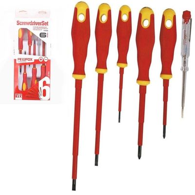 Jogo De Chaves Fenda E Philips Isoladas Kit Profissional Imantado Para Eletricista 1000v Com 6 Peças