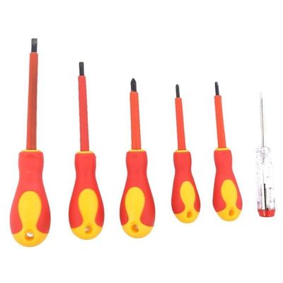 Jogo De Chaves Fenda E Philips Isoladas Kit Profissional Imantado Para Eletricista 1000v Com 6 Peças