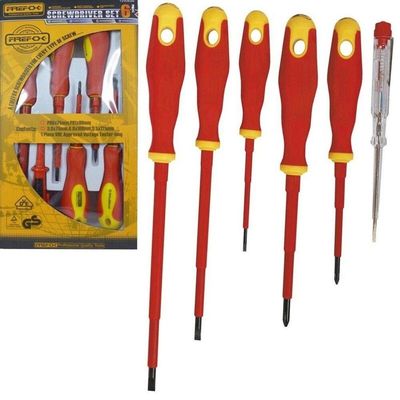Jogo De Chaves Fenda E Philips Isoladas Kit Profissional Imantado Para Eletricista 1000v Com 6 Peças